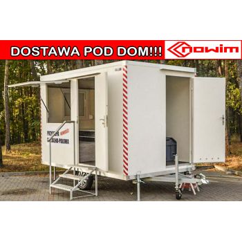 25.29.101 STANDARD Przyczepa socjalna 3,5 m x 2 m DMC 750 kg mobilne biuro zaplecze socjalne WC z wyposażeniem Nowim
