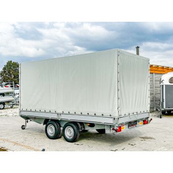 10.25.0047 (15 - 4,2x2,1 m/2H-2700 kg) Przyczepa ciężarowa towarowa uniwersalna europaletowa platforma hamowana 8 europalet DMC 2700 kg Nowim