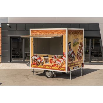 18.25.0672 BETA PREMIUM Przyczepa gastronomiczna handlowa food truck 1 osiowa lekka 2,5 m długa DMC 750 kg Nowim