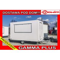 MODEL 25.18.133 GAMMA PLUS Przyczepa gastronomiczna handlowa Food Truck 1 osiowa hamowana foodtruck DMC 1300 kg 4,5 m długa Nowim