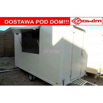 25.18.127 GAMMA 4,5 m 1 okno 1 oś DMC 1300 kg  Przyczepa gastronomiczna handlowa Food Truck Nowim