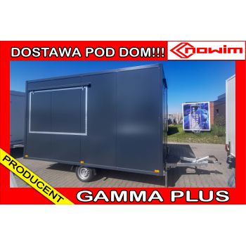 18.25.0375.1543 GAMMA PLUS Przyczepa Gastronomiczna Handlowa Food Truck GRAFITOWA 4x2m 1 okno 1 oś hamowana DMC 1300 kg