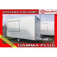 MODEL 25.18.132/16 GAMMA PLUS Przyczepa gastronomiczna handlowa Food Truck 4 m długa foodtruck sprzedażowa 1 okno 1 oś DMC 1300 kg   Nowim