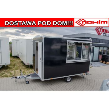 18.25.0659 EPSILON STANDARD Przyczepa gastronomiczna całoroczna 1 okno handlowa całoroczna Food Truck 4 m 1 oś DMC 1300 kg Nowim
