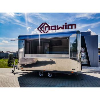 25.18.121 DELTA EXCLUSIVE wyposażona Food Truck Przyczepa gastronomiczna handlowa ekspozycyjna wystawowa 1 okno 2 osie H DMC 2000 kg Nowim