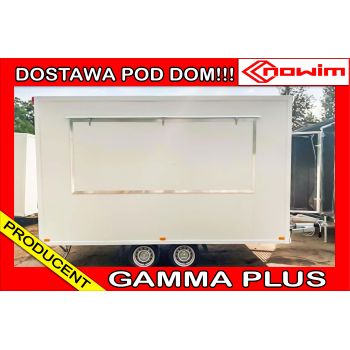 MODEL 25.18.220 GAMMA PLUS Przyczepa gastronomiczna handlowa sprzedażowa Food Truck DMC 2700 kg 2 osie hamowane food truck 4,5 m długa Nowim