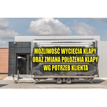 18.25.0645 GAMMA PREMIUM Przyczepa gastronomiczna handlowa sprzedażowa Food Truck DMC 2000 kg 2 osie hamowane food truck 4,5 m Nowim