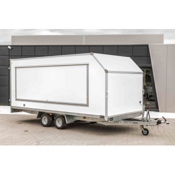 25.26.905 Kontener furgon cargo przyczepa nowa towarowa bagażowa do sprzętu muzycznego z trapem hamowany DMC 2000 kg 5 m x 2,15 m Nowim