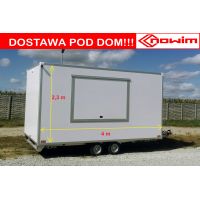18.25.0660 EPSILON STANDARD Przyczepa gastronomiczna całoroczna 1 okno handlowa całoroczna Food Truck 4 m 2 osie DMC 2000 kg Nowim