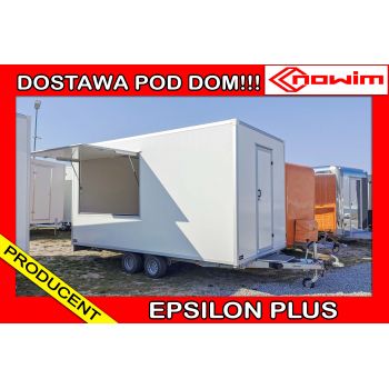 MODEL 25.18.231/4 EPSILON PLUS Przyczepa gastronomiczna całoroczna 1 okno handlowa Food Truck 4,5 m 2 osie DMC 2000 kg Nowim