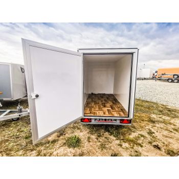 MODEL 14.26.101 Przyczepa furgon kontener izolowany przyczepka bagażowa turystyczna cargo lekka DMC 750 kg niehamowana Nowim