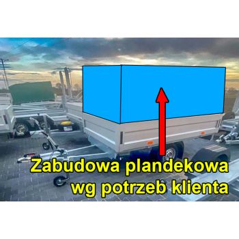 10.23.0170/1433 Przyczepa ciężarowa uniwersalna burtowa hamowana towarowa budowlana rolnicza do maszyn sprzętu 1 oś H DMC 1300 kg 2,7 x 1,4 m Nowim