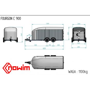 17.248 Przyczepa Furgon C 900 C900 Aluminiowy z drzwiami bocznymi kontener cargo kolor czarny DMC 3500 kg Debon Cheval Liberte Nowim